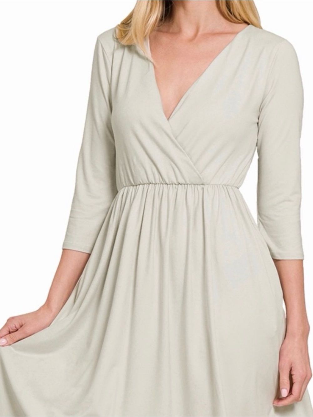 ZENANA SIZE XL Wrap-Style Dress color off white